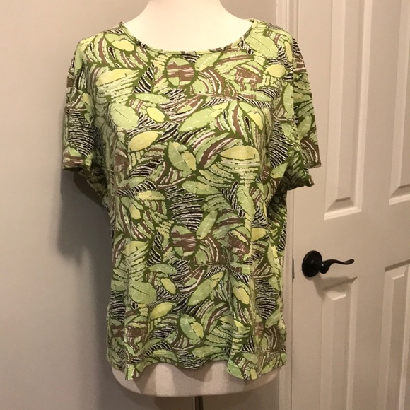 CROFT & BARROW Leaf Fronds Patterned Knit Top - Picture 1 of 6